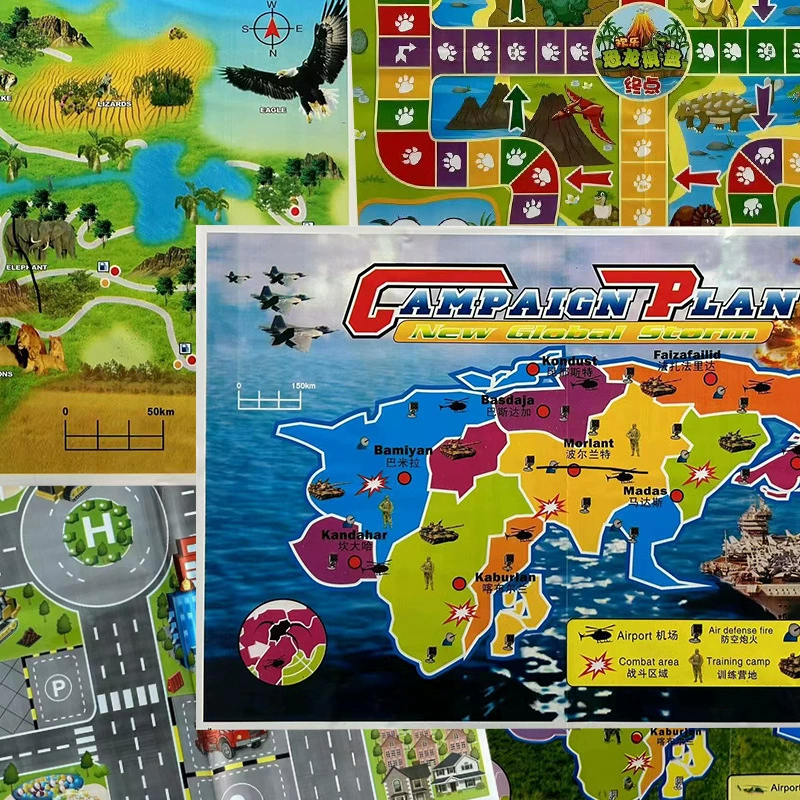Парковка, карта, металлический транспорт, игрушечная машина, динозавр, (граничная торговля)