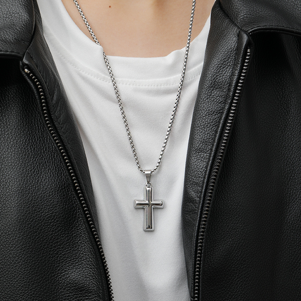 Titanium Steel Chain Material 1 Piece 304 Stainless Steel Real Gold Plated Cross Pendant