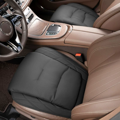 Seat cushion, seat cover, driving universal four seasons nappa leather - two-pieces-of-the-front-row-obsidian-black-s-style-nappa-leather