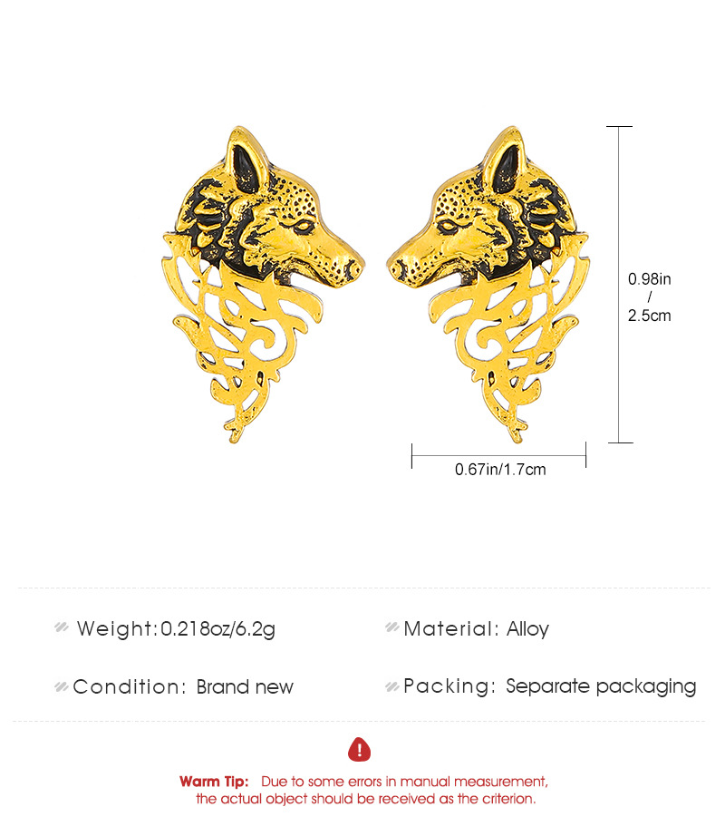 Title 1, Orecchini da donna retrò con testa di lupo domi...