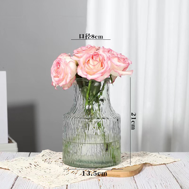 Luz de lujo de oro pintura de vidrio transparente florero de flores secas sala de estar decoración de flores creativo simple nórdico acuático arreglo floral