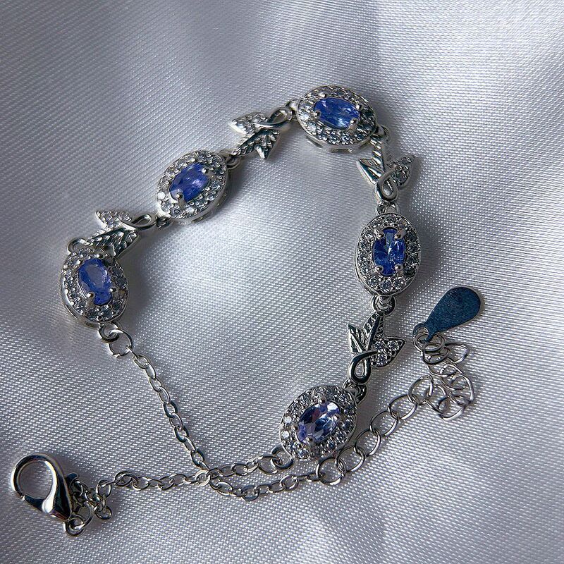 Natural Tanzanite Bracelet with Silver-Plated Copper, Popular for Export, Simple Design, Niche Design Natural Tanzanite Bracelet with Silver-Plated Copper, Popular for Export, Simple Design, Niche Design