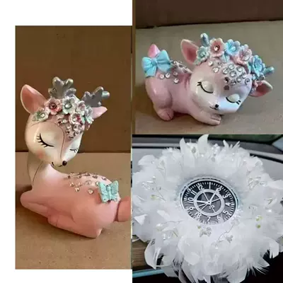 Journey Car Decoration, Internet Celebrity — Car ornaments - big-deer-fawn-crystal-bead-feather-cushion