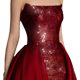 Toast dress bride off-shoulder tube top wine red sequined dress host party trailing high slit dress