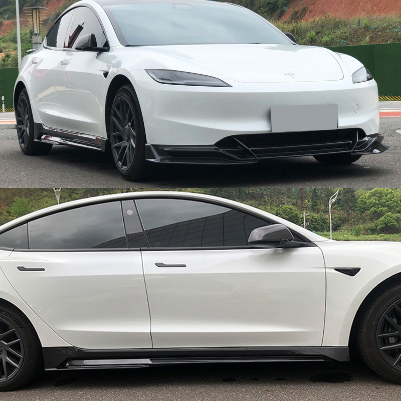 Suitable for rejuvenating the new version of Tesla Model3 side skirt modification surround trim lever protection high-performance spoiler