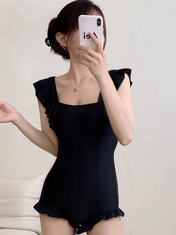Черный быстрая сушка купальник, премиум, облегающий, slim fit