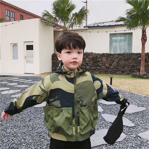 Boys Thin Jacket 2024 Spring and Autumn New Style Children's Large and Medium-sized Loose Style Camouflage Spring Jackets and Windbreakers Trendy