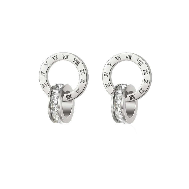 Серьги из нержавеющей стали, образец серебра 925, двойное кольцо, серебро/золото/розовое золото