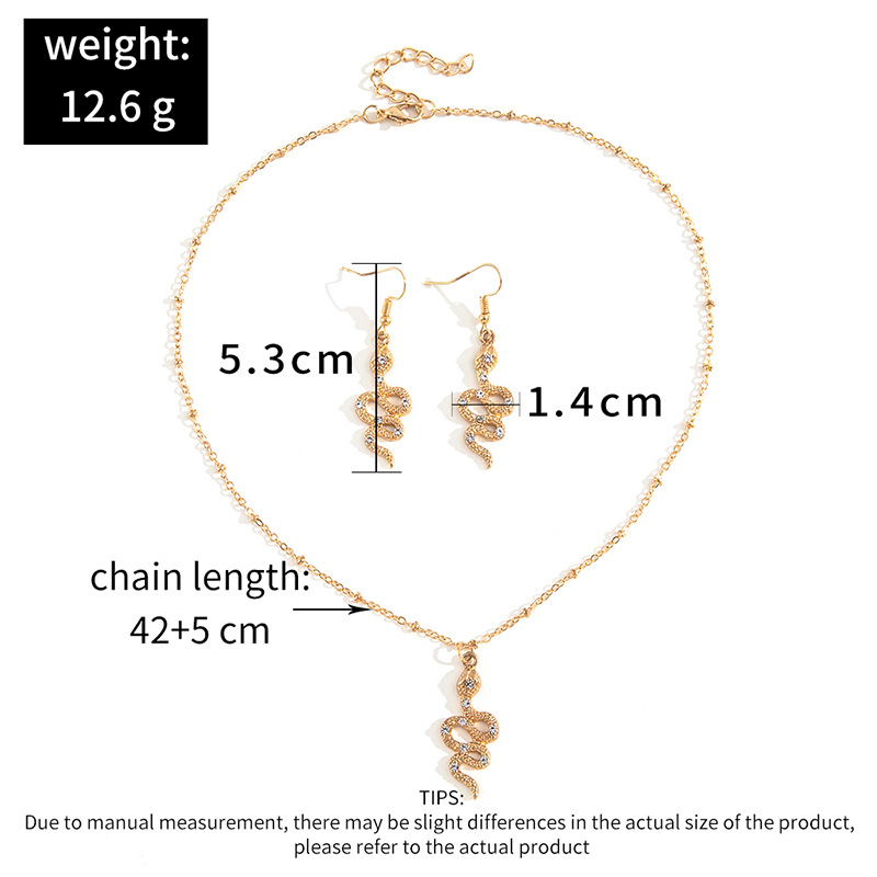 Creative Fashion Personality Snake-shaped Diamond Earrings Necklace Set display picture 2