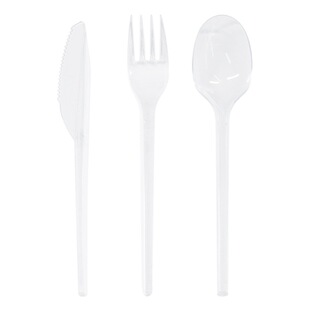 Disposable knife, fork and spoon plastic takeaway spoon light food salad pizza packaging cake knife and fork commercial tableware suit