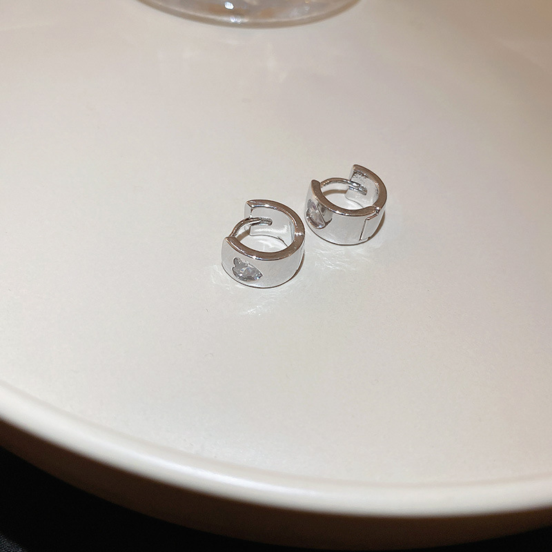 Daily Occasion Alloy Material Wholesale Jewelry Retro C Shape Heart Shape Alloy Zircon Inlay Earrings