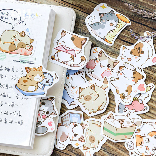 Be my kitten animal notebook stickers cartoon cute decoration diy stickers growth manual boxed stickers