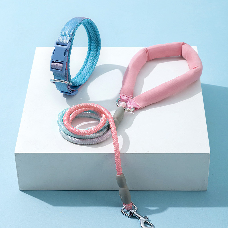 Collar ajustable de color gradiente al aire libre cuerda de tracción para perros grandes cuerda para perros para caminar cuerda para perros para mascotas artículos de salida