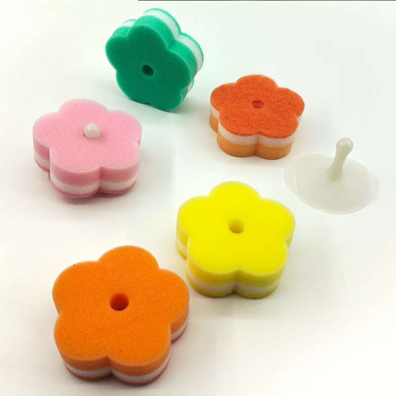 Cross-Border Perforated Five-Fingered Loofah Sponge for Kitchen Cleaning, Colorful Sponge, Korean-Style Flower-Shaped Suction Cup Pot Scrubber Sponge Cross-Border Perforated Five-Fingered Loofah Sponge for Kitchen Cleaning, Colorful Sponge, Korean-Style Flower-Shaped Suction Cup Pot Scrubber Sponge