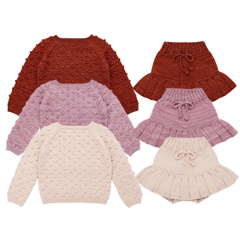 Fashion Girl's Sweater Popcorn Top Children's Autumn and Winter New Girls' Pullover Sweater Baby's Sweater Cross