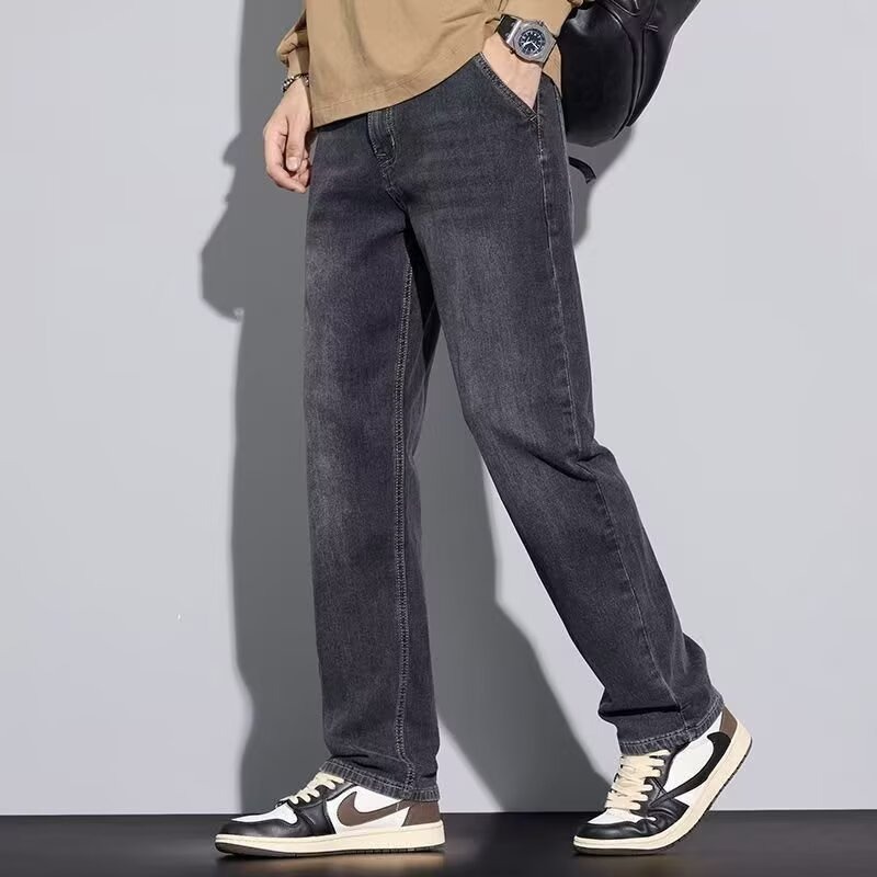 Pantalones Vaqueros Elásticos para Hombre de Mezclilla, Corte Recto, para Primavera y Otoño