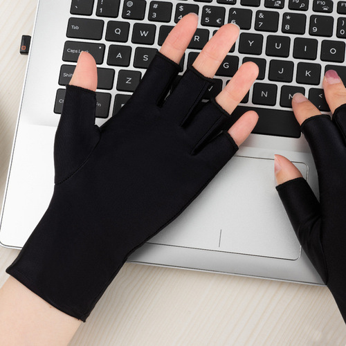 Women's thin half-finger tea-picking white ladies half-finger beauty gloves, driver sun protection gloves, short half-finger nail gloves