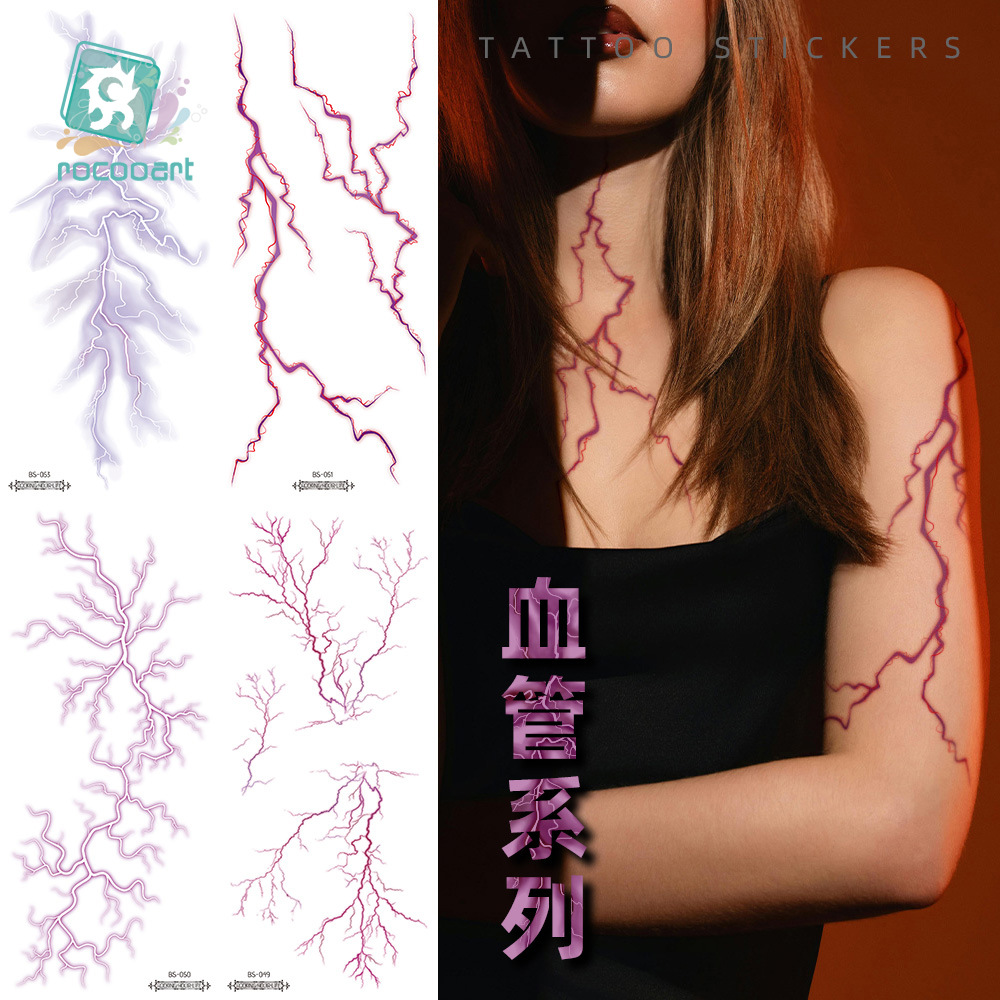 2025新款猎魔女团万圣节血管纹身贴仿真血管细胞贴纸闪电纹身防水