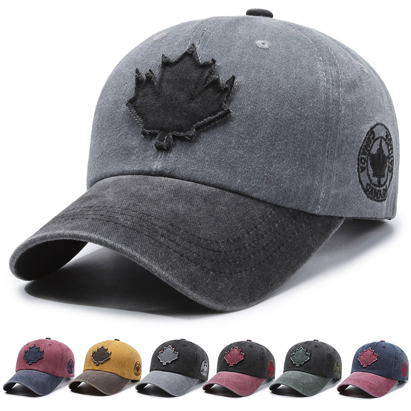 Cappelli da baseball Maple Leaf per uomo e donna, cappelli in cotone lavato ad acqua con lingua d'anatra, cappelli da esterno colorati primaverili ed estivi_voghion.com