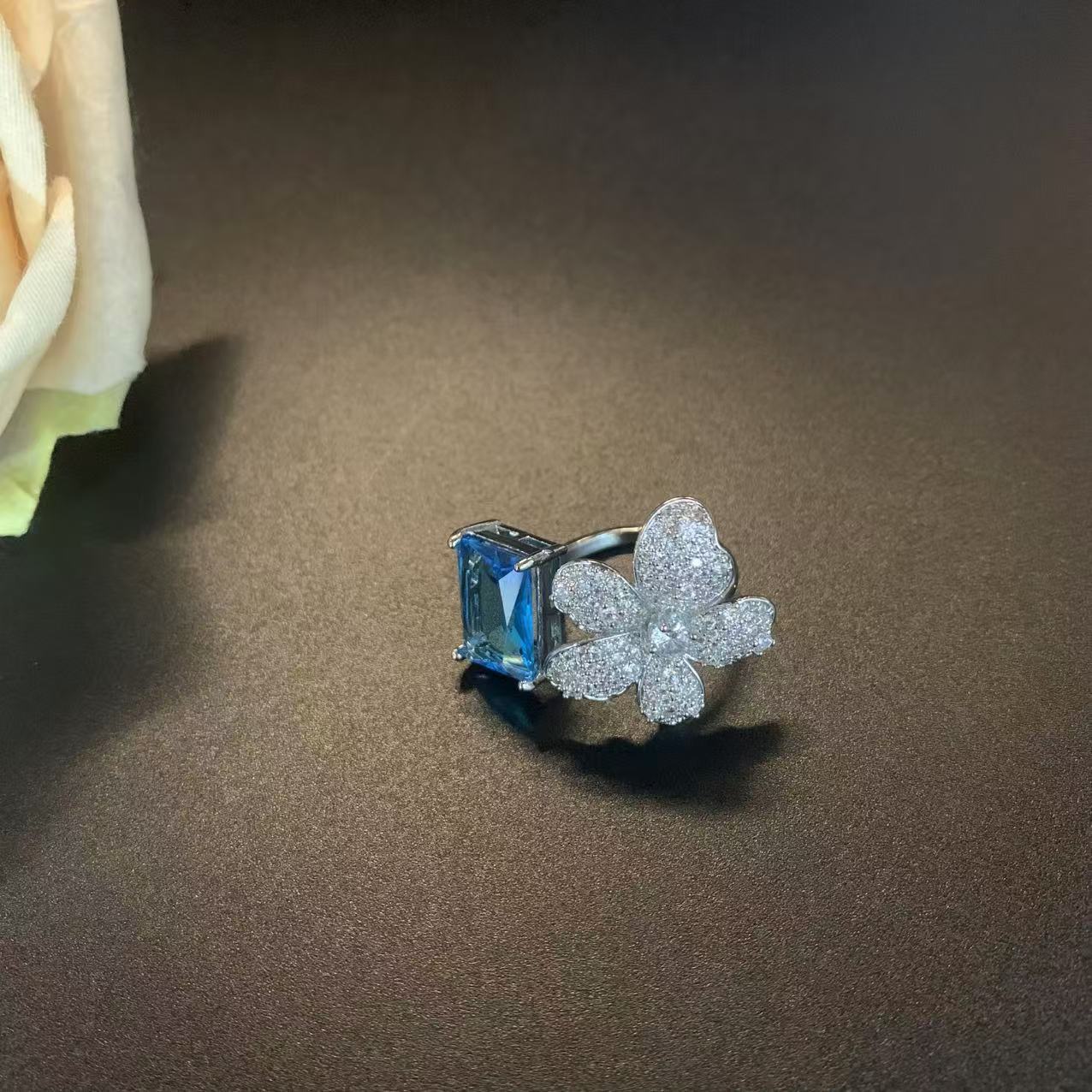Colorful Gemstone Bowknot Ruby Open Ring For Women Minimalist_voghion.com