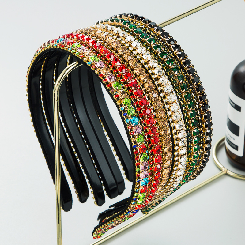 Fashion Colorful Solid Color Cloth Inlay Rhinestone Hair Band display picture 2