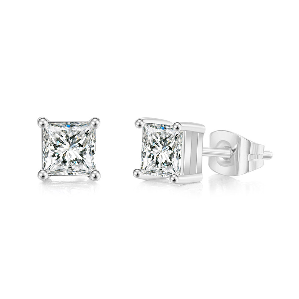 Classic Diamond Stud Earrings Geometric Zircon Fashion Jewelry_voghion.com