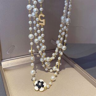 Pearl necklace Pearl sweater elegant double-layer high-end multi-layer versatile decorative fashion accessories necklace
