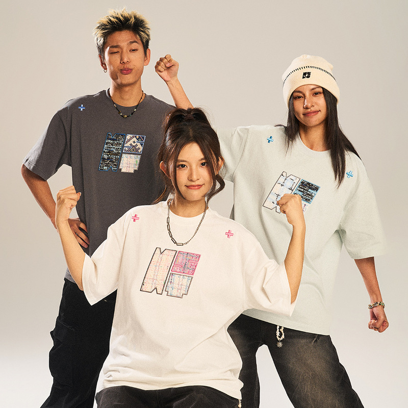 NSTNEW START 発芽プロジェクト パッチ刺繍 アメリカンレトロ 夏 ゆったり カジュアル 万能 半袖 Tシャツ|undefined