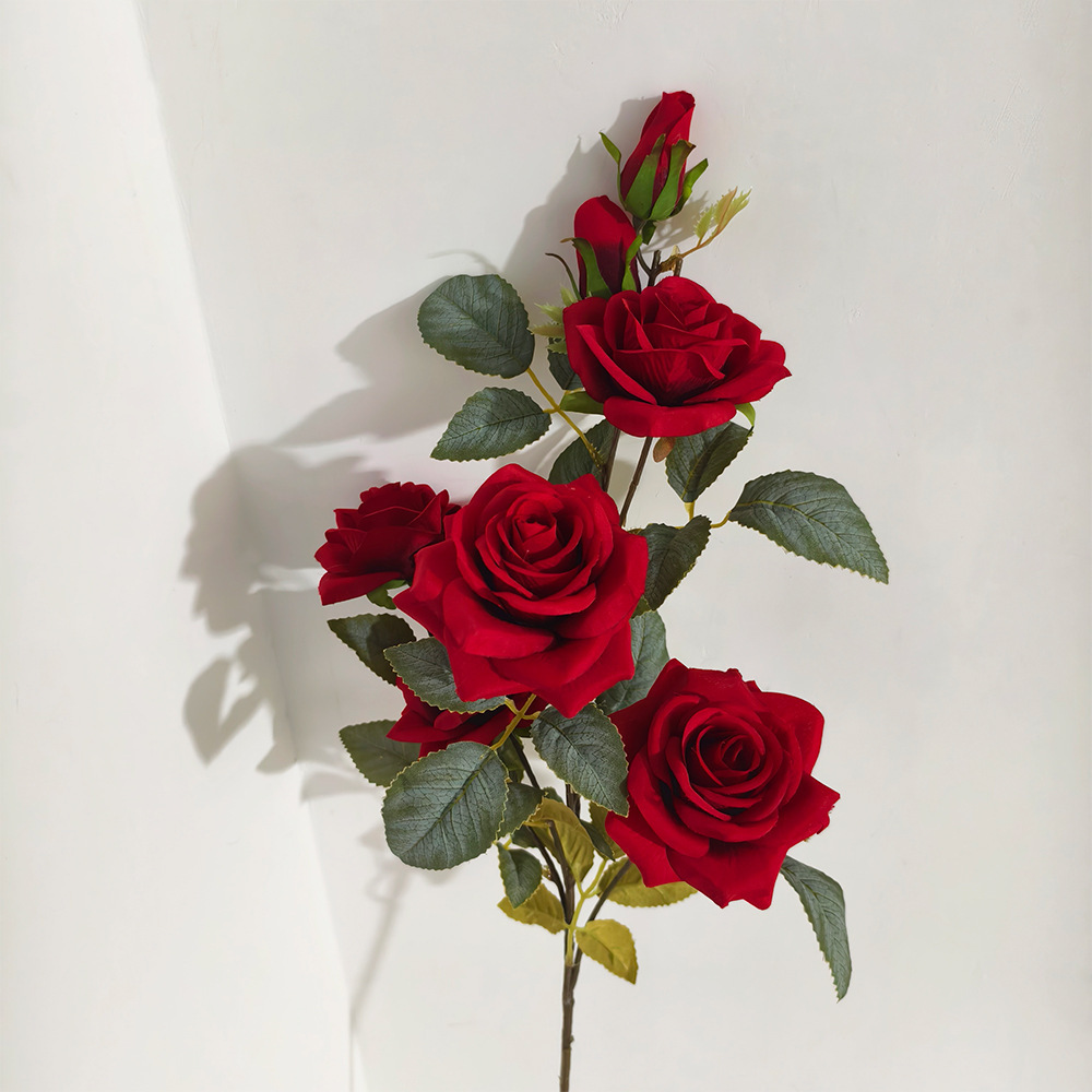 7 flores de simulación atmósfera nórdica romántica fotografía de bodas decoración del hogar rama larga de una sola rama de simulación de flores arregladas rosas