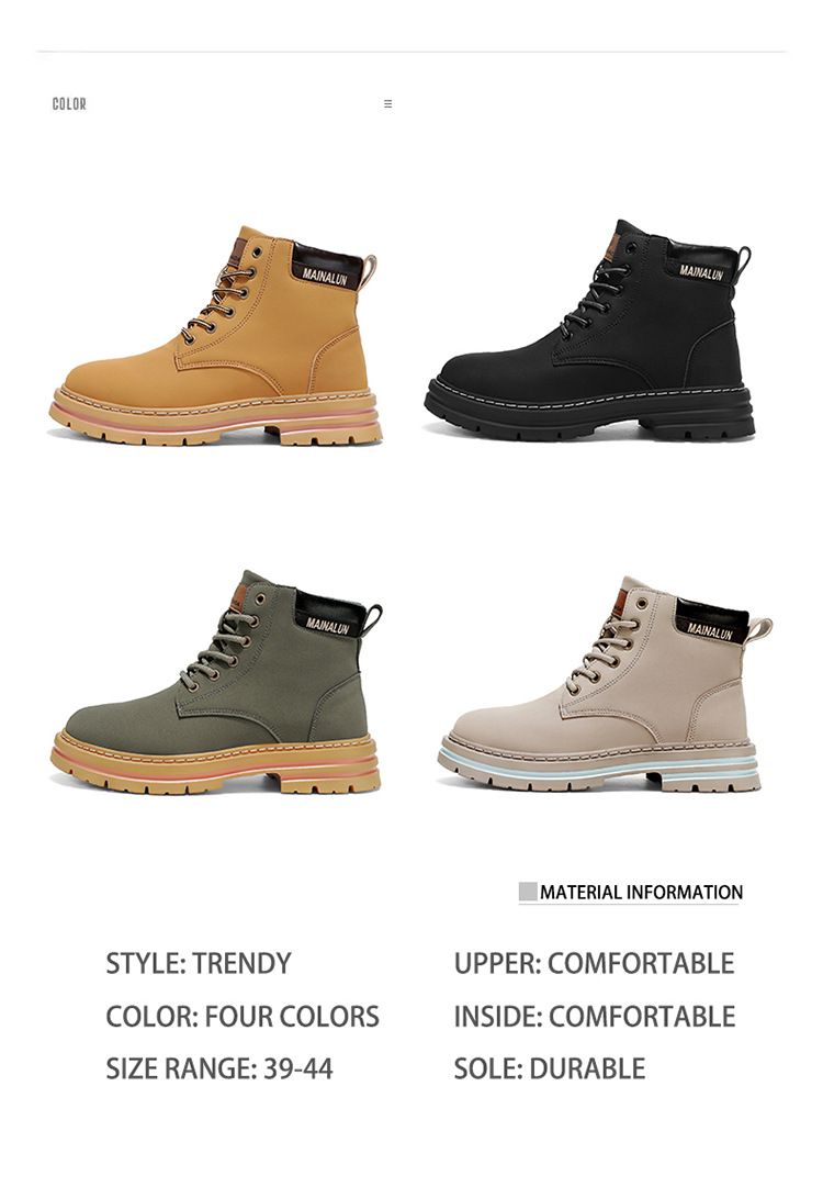 Women's Chunky Platform Work Boots Yellow & Pink Ankle Boots_voghion.com