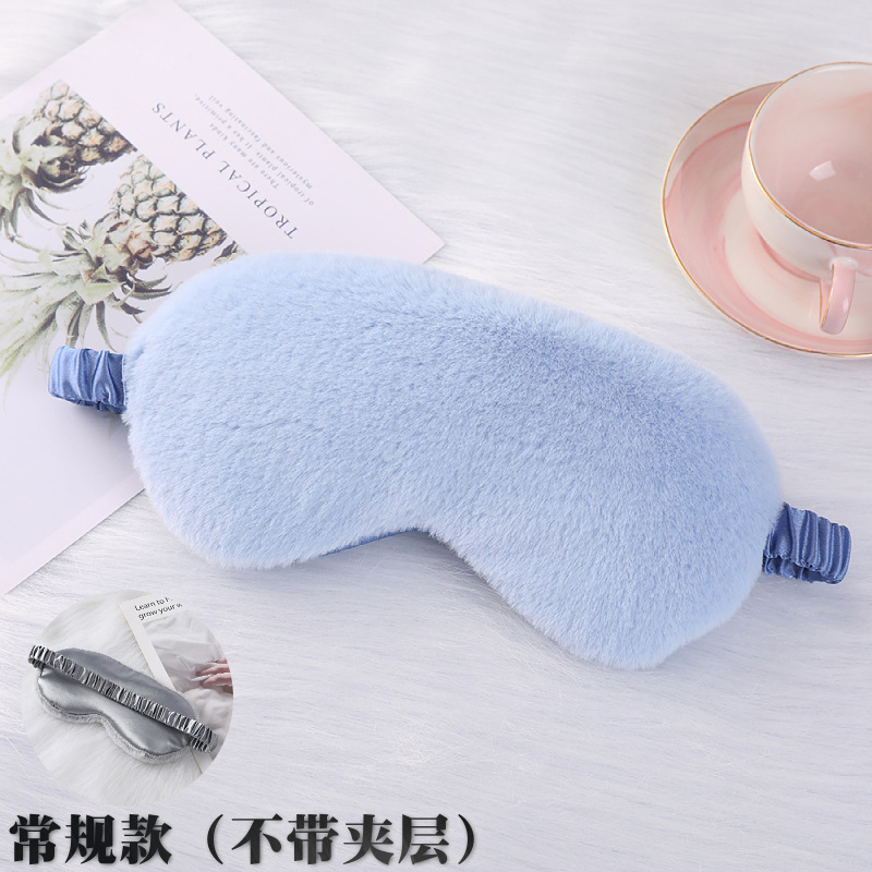 Spot piel de conejo pequeña máscara para dormir máscara para dormir máscara para ojos de felpa máscara para ojos transpirable de seda de imitación agradable para la piel máscara para ojos agradable para la piel de otoño e invierno