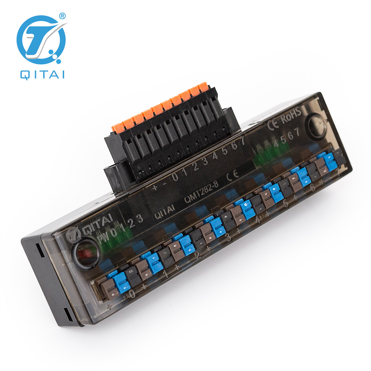 QMT282-8端子台弹簧接线带防尘盖快速接线输入输出IO信号分线盒