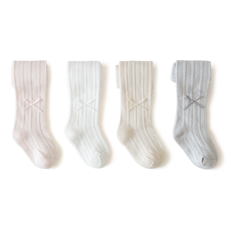 Niñas pantyhose verano malla fina algodón peinado bebé leggings arco princesa blanco danza pantimedias