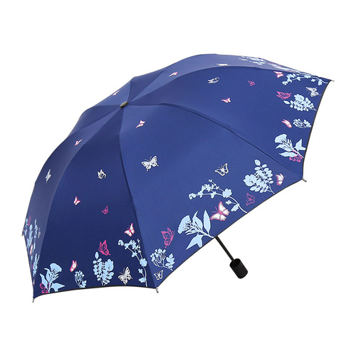 Women's Creative Sunshade Umbrella, Foldable Rain Umbrella, Dual-Purpose, Sun and Rain Use, Small Daisy Black Rubber Sun Umbrella with Printed Logo Advertising