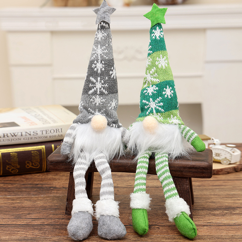 Cross-border new Christmas decoration small luminous doll knitted hat faceless Rudolph with light dwarf ornaments