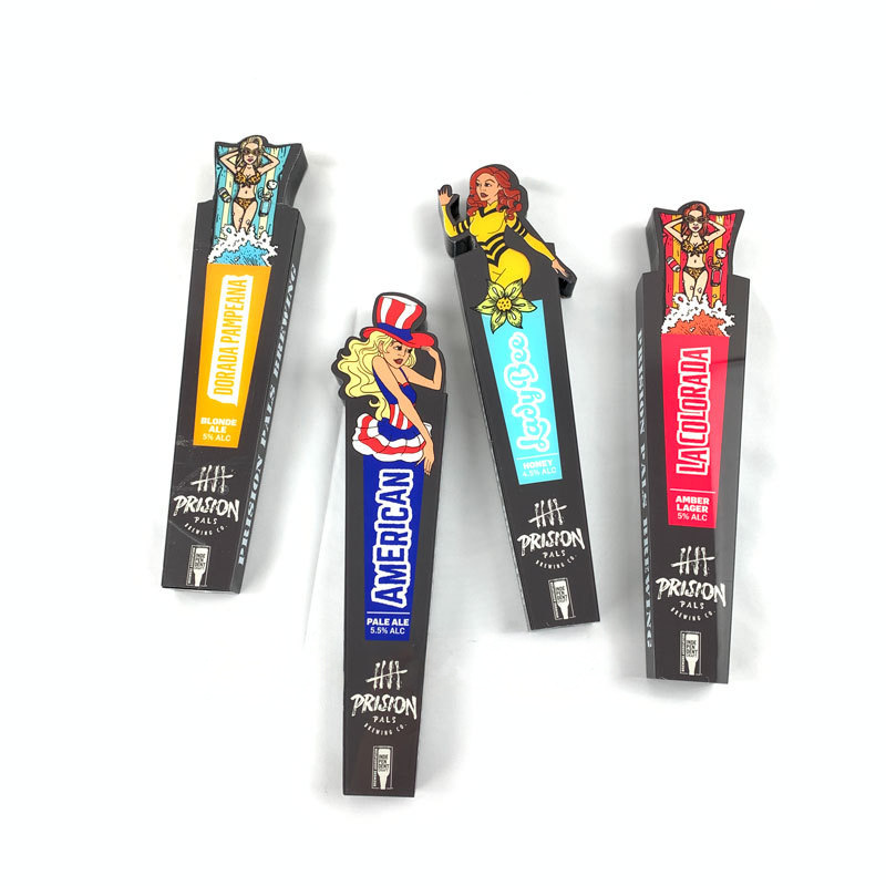 定制亚克力双面立牌 啤酒展示牌 桌面台卡橡胶底座广告牌