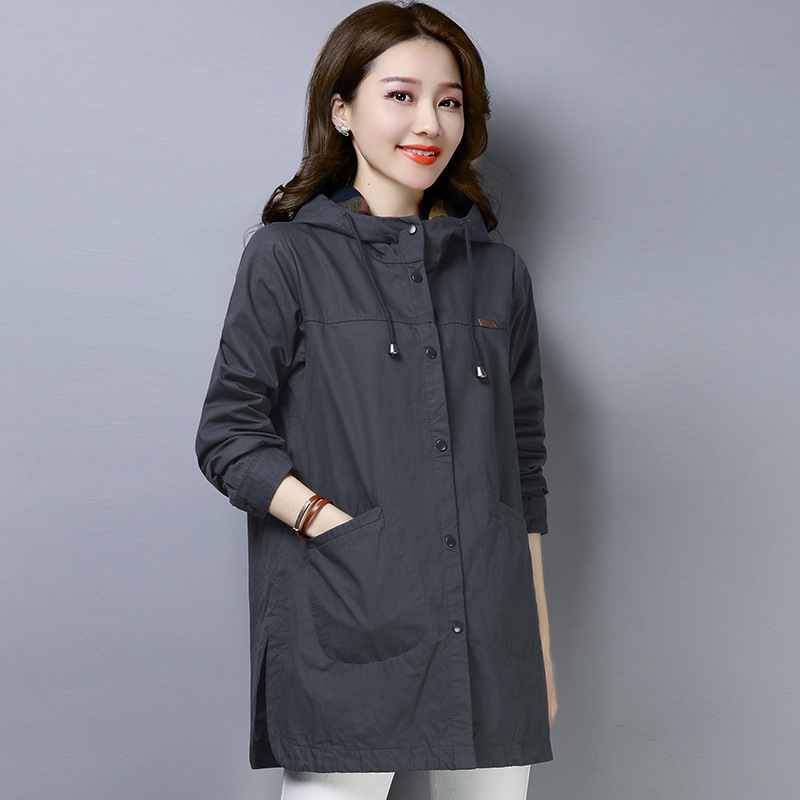 Mother's Spring and Autumn Coat, Middle-Aged and Elderly Women's Fashionable, Elegant, Large-Size, Mid-Length Trench Coat for Women