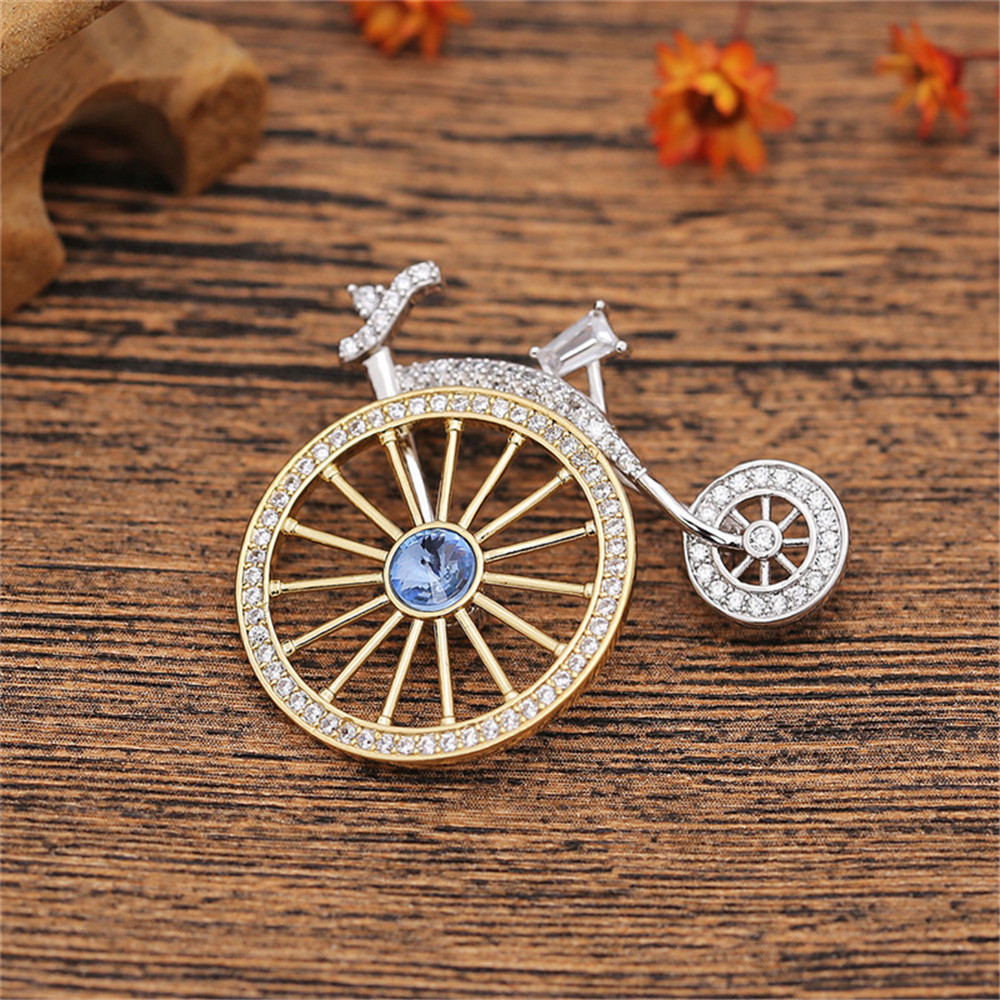 Ig Style Star Bicycle Copper Inlay Zircon Unisex Brooches display picture 6