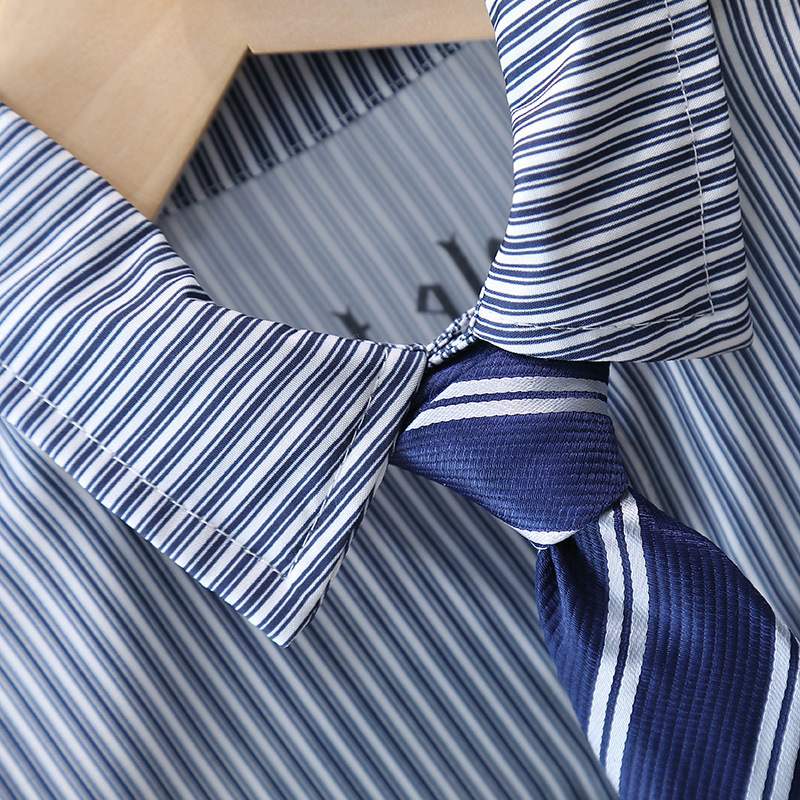 7183 traje de camisa a rayas para niños 2025 nueva ropa de estilo universitario de manga corta para niños de dos piezas de verano occidental