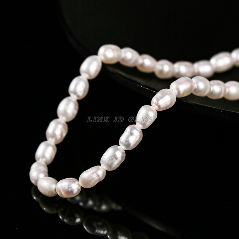 Jingde ジュエリーオーバルルースビーズ diy ジュエリーアクセサリー半完成品卸売ナチュラルホワイト淡水真珠ライスビーズ|undefined