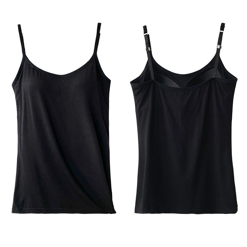Удлинённая облегающая майка (camisole) женская с вшитыми чашками, больших размеров M–3XL
