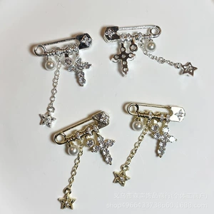 Senyi Jewelry High-Precision Copper-Plated Pin-Style Spacer Bead Cross Pendant Star Chain DIY Bracelet Necklace Accessories