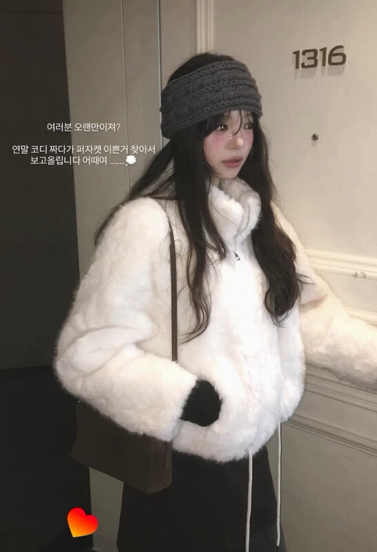 Dongdaemun ins 2026 winter new Korean-style loose-fit thickened fleece warm stand-up collar drawstring jacket