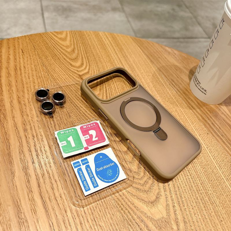 适用iPhone17promax磁吸支架手机壳苹果16肤感磨砂镜头膜保护套15|undefined