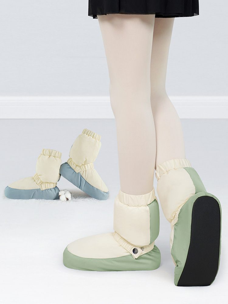 Danza botas calientes de otoño e invierno con forro polar de color a juego de calentamiento baile zapatos de algodón adulto Ballet femenino zapatos de ejercicio de fondo suave