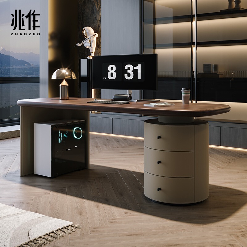Pytsb06 # Desk, Dressing Table, Solid Wood Office Desk, Light Luxury Desk, Italian Minimalist Computer Desk, Designer High-End