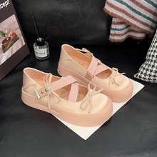 法式小众厚底玛丽珍女鞋2024夏季新款休闲日系甜酷jk浅口芭蕾单鞋