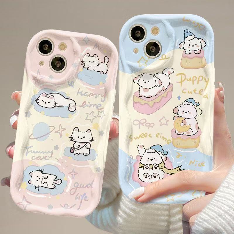 猫と犬が遊ぶ Apple 16Promax 携帯電話ケース 落下防止 iPhone15 日本と韓国 ins14/13 ヨーロッパとアメリカ 12|undefined