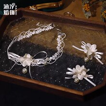 法式复古花朵蝴蝶结蕾丝颈链甜美造型项链耳环套新娘婚纱礼服配饰