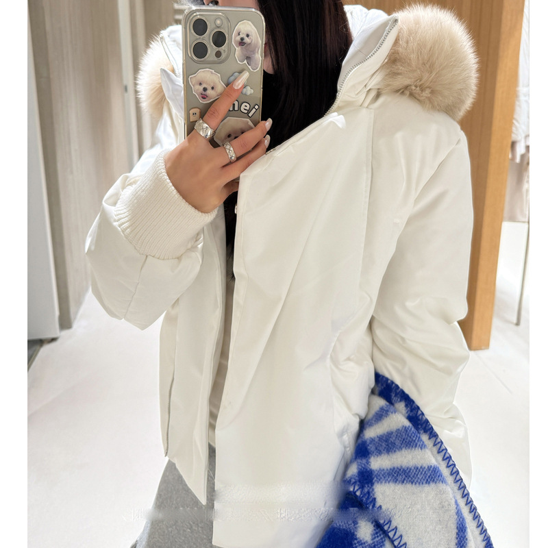 短款设计感羽绒服女冬季白鸭绒小个子收腰大狐狸毛领连帽加厚外套|undefined